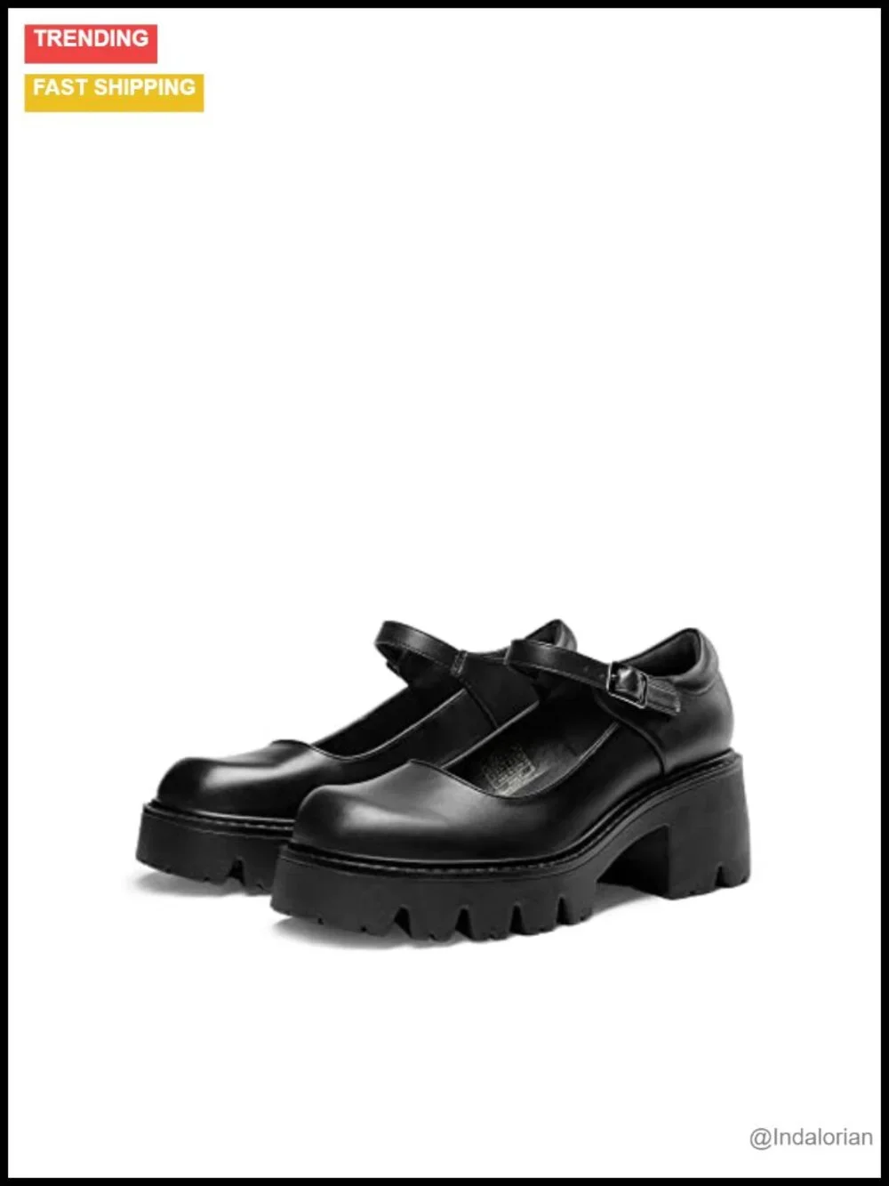 Chunky Platform Mary Jane Pumps Faux Leather Low Heel Dress Shoes